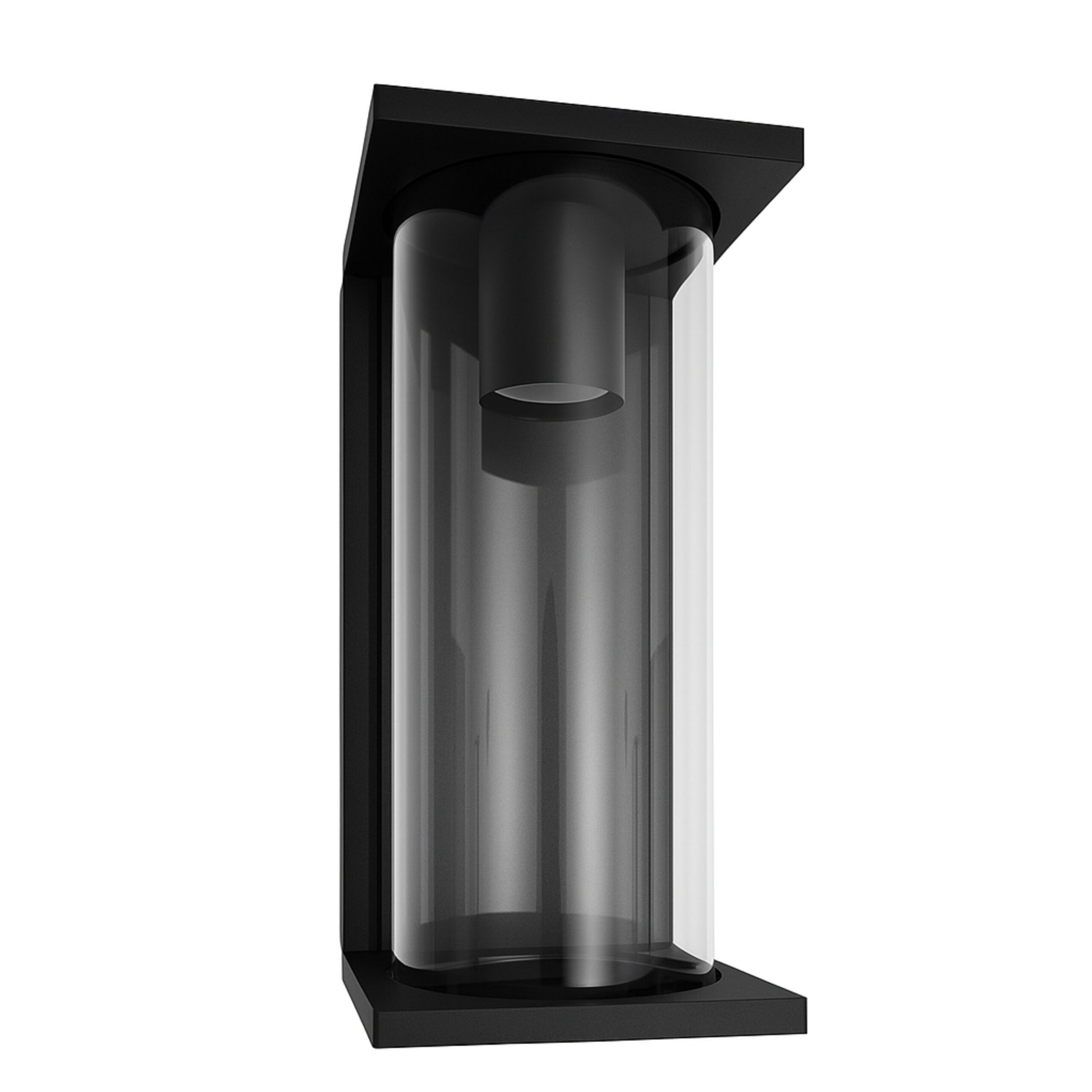 ALFRIDAY Outdoor Wall Lantern - E27 Bulb Holder, IP44 Glass Tube, Black Metal Finish