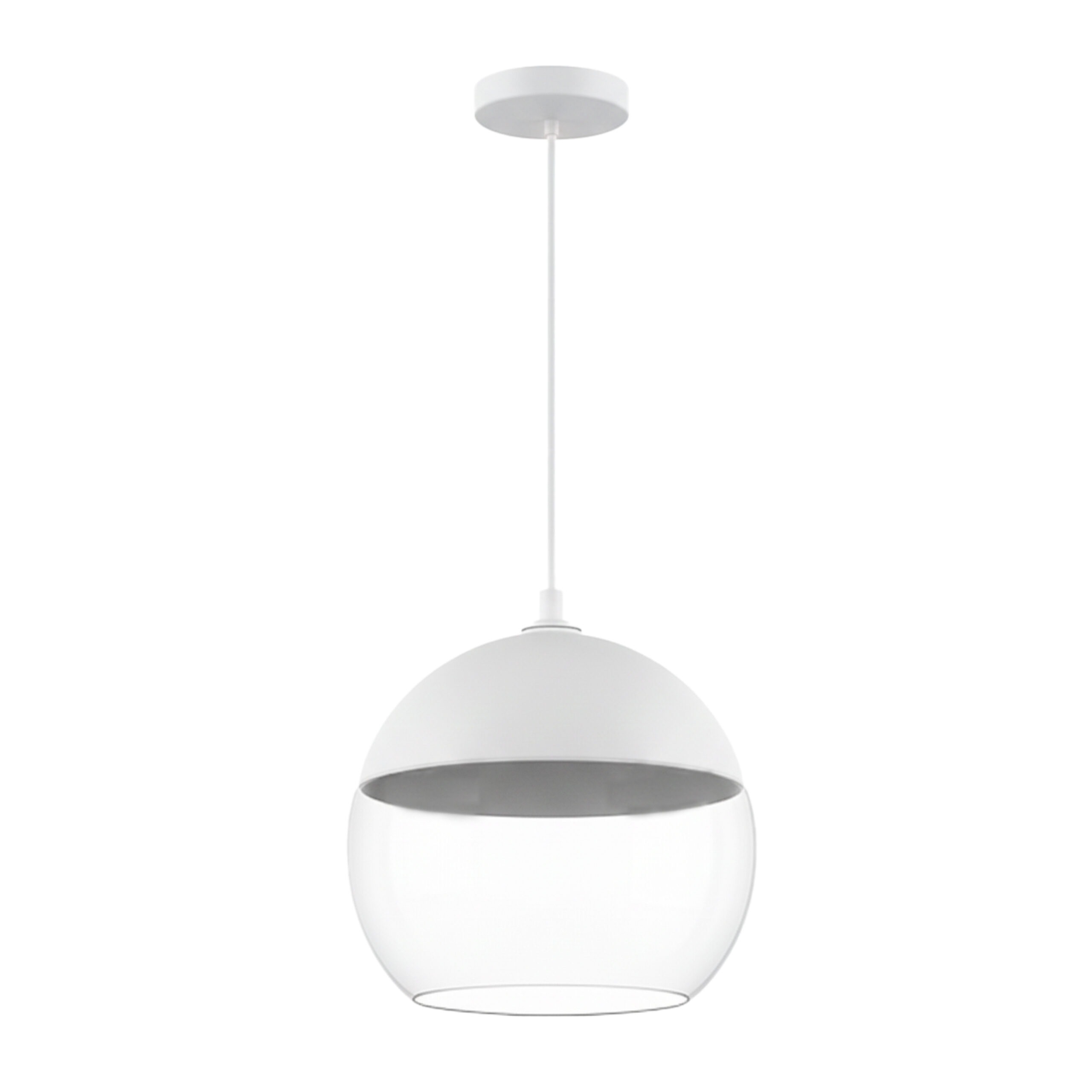 ALfriday Modern Pendant Light, White Glass Dome Hanging Lamp with 2M Adjustable Cord, E27 Base Minimalist Ceiling Fixture for Kitchen Island, Dining Room, Bedroom, and Living Space