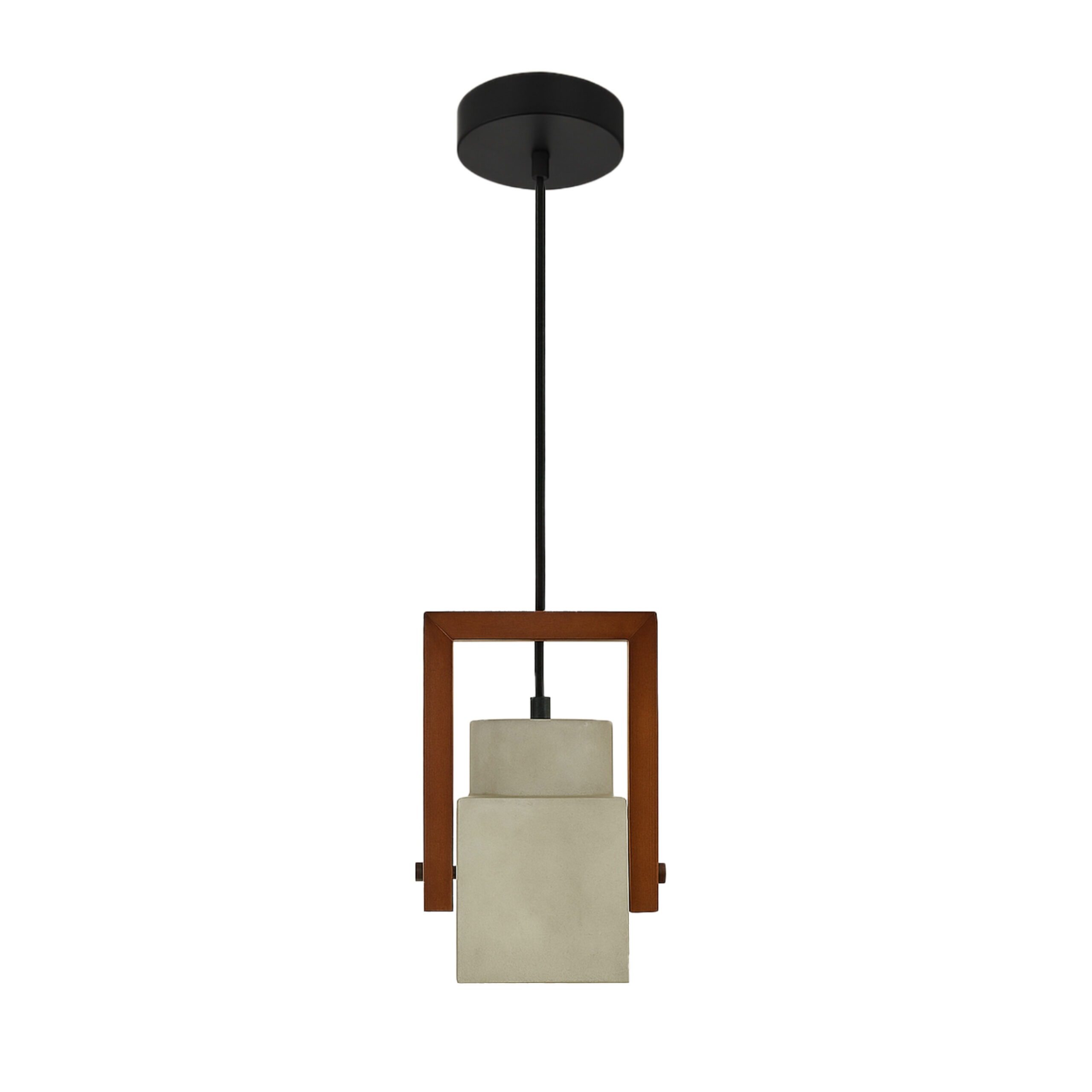 ALFRIDAY Outdoor Pendant Light, Marble Cube with Wooden Frame, E27 Base, 2m Adjustable Cord (Grey) Alf-cn-kt4467