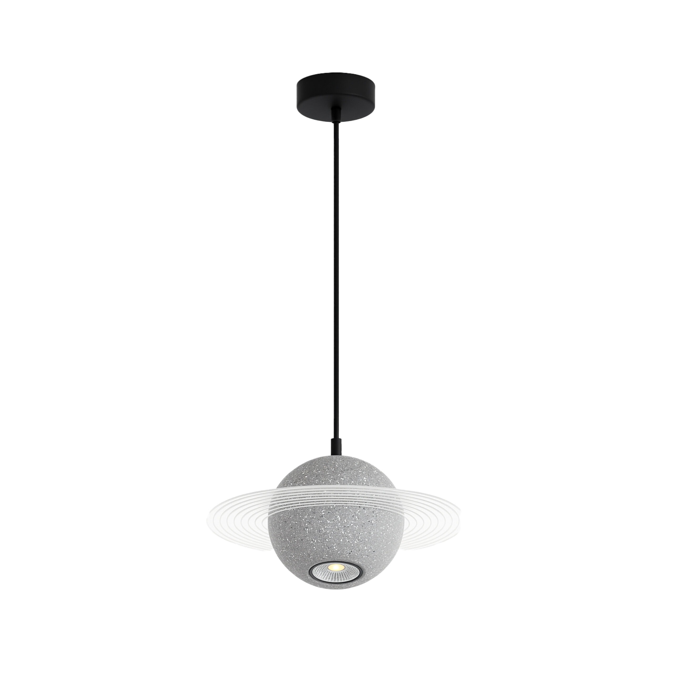 ALFRIDAY Modern Pendant Light, 3W Integrated LED, Marble-Effect Sphere, 2M Cord, Warm 3000K (Grey)