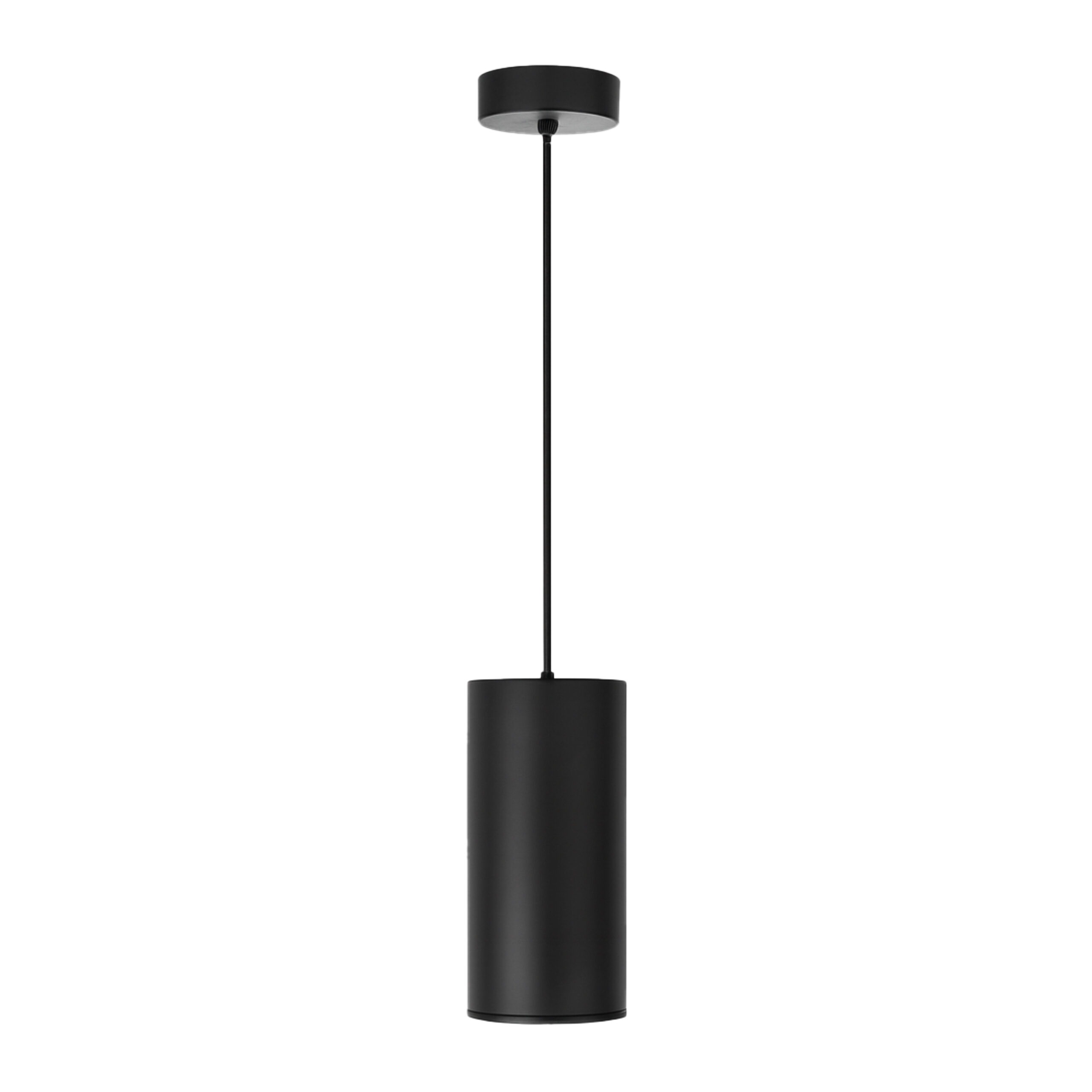 Modern Cylindrical Pendant Light, Black, 30W LED, 3000K Warm Light, Adjustable 2M Wire