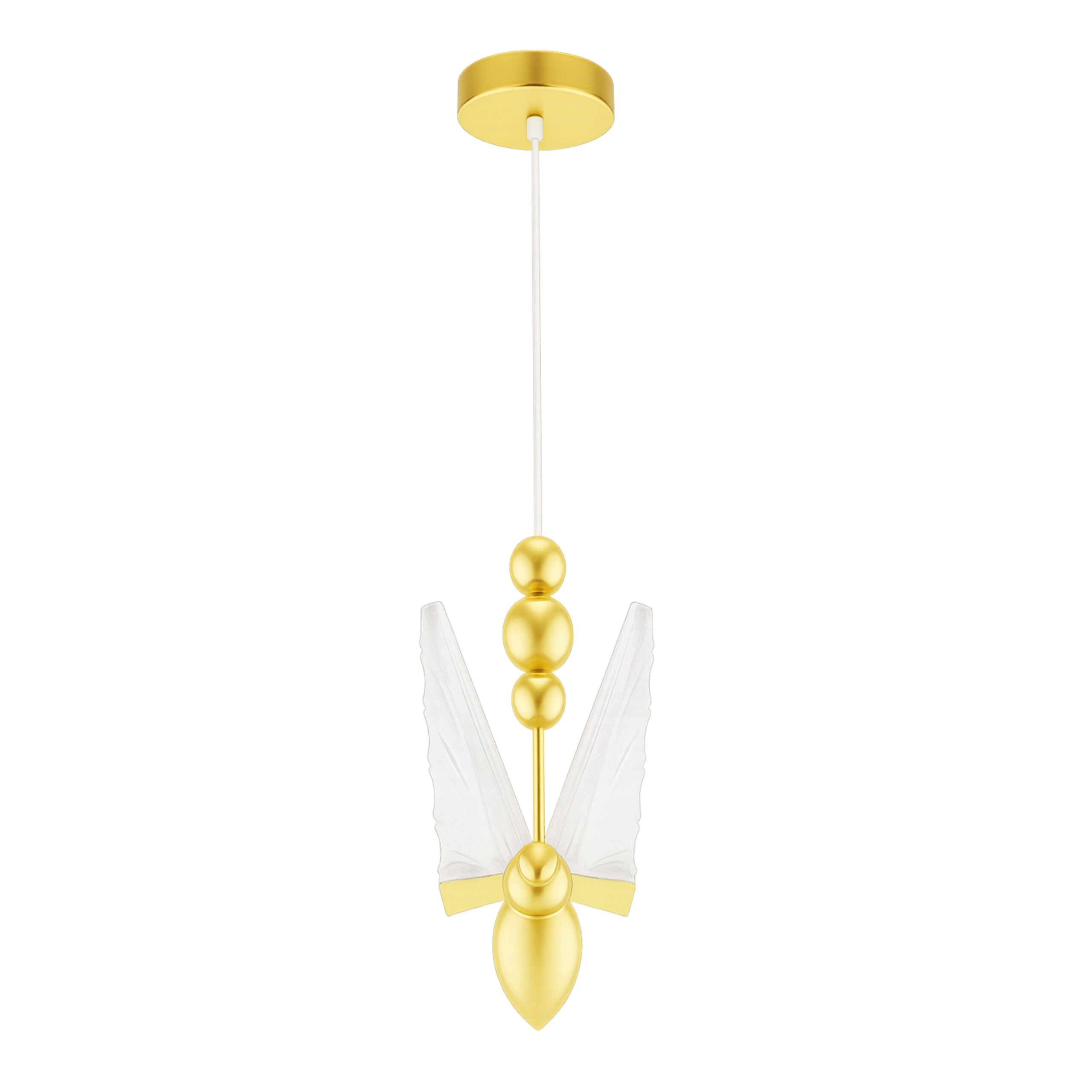ALFRIDAY Modern Decorative LED Pendant Light | 5W Warm 3000K | Sleek Gold Finish | Crystal-Inspired Wings | Elegant Indoor Lighting