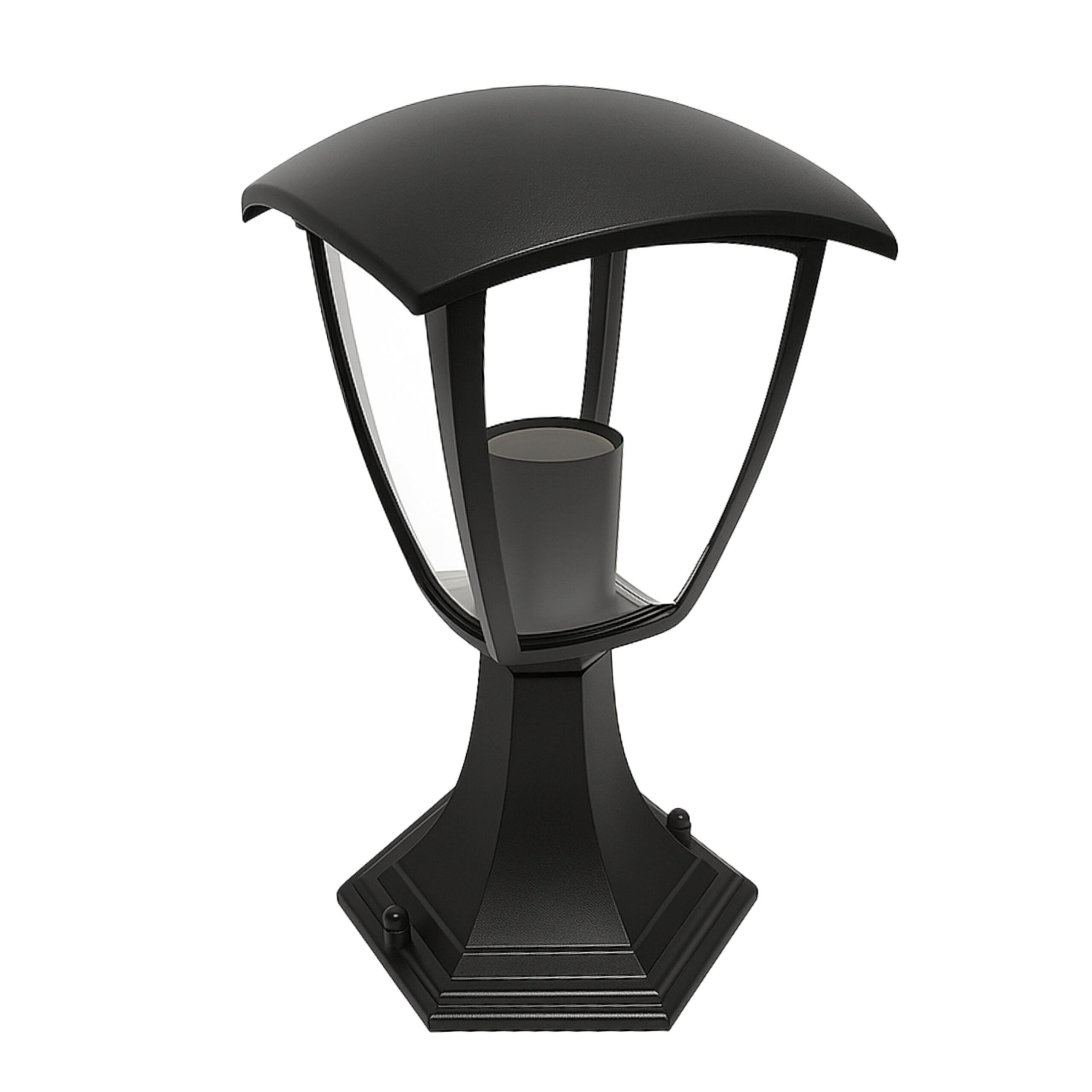 ALFRIDAY Classic Outdoor Pillar Lamp, Matte Black Metal, IP67 Waterproof, E27 Holder, Traditional Style Garden Light, Heavy-Duty Construction