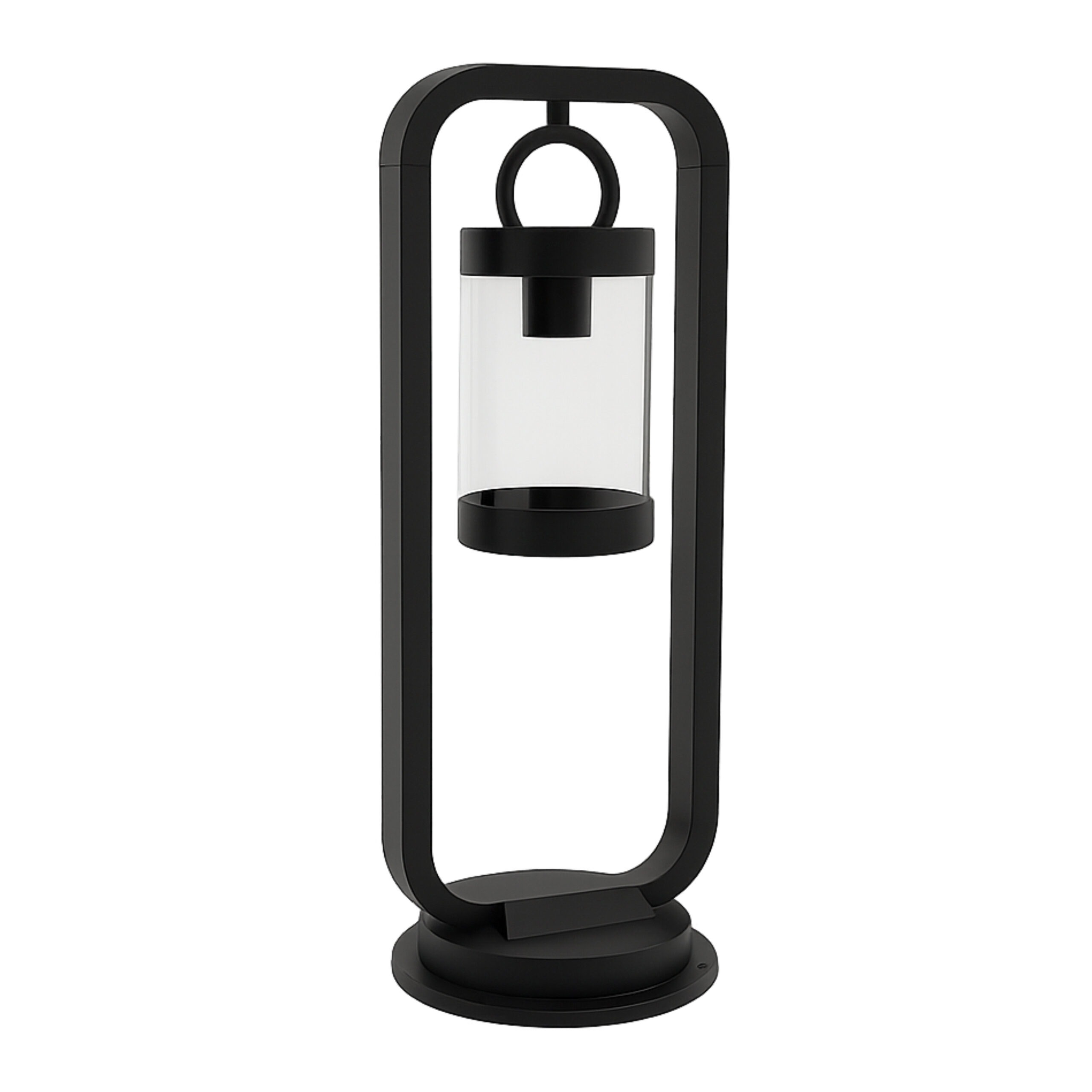 ALFRIDAY Outdoor Garden Bollard Light, Modern Lantern-Style, IP65 Waterproof Metal Housing, E27 Holder, 60cm Height, Matte Black, Path and Patio Lighting