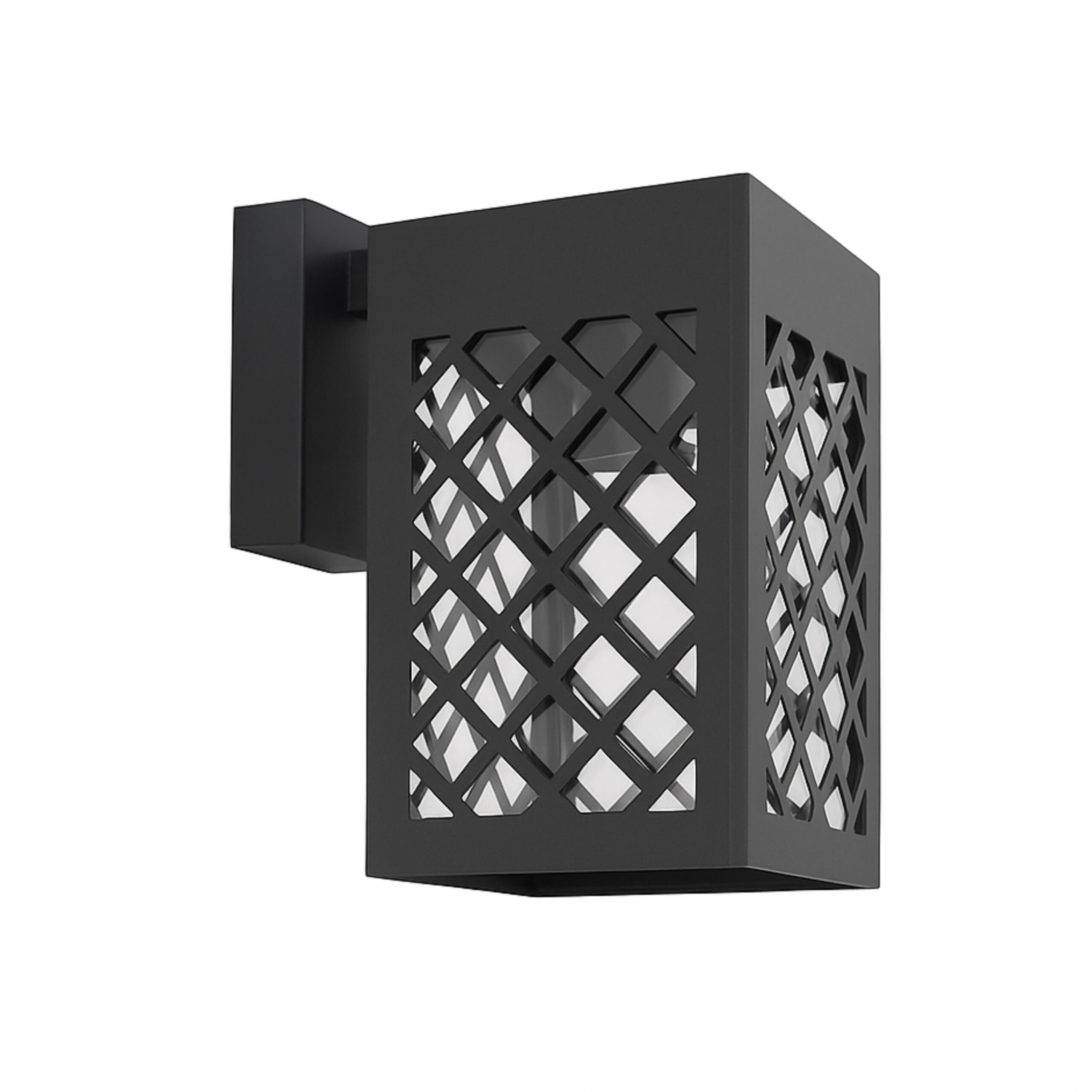 ALFRIDAY Outdoor Wall Lantern - E27 Holder, Metal Lattice Cage, IP44 Waterproof, Classic Black Finish