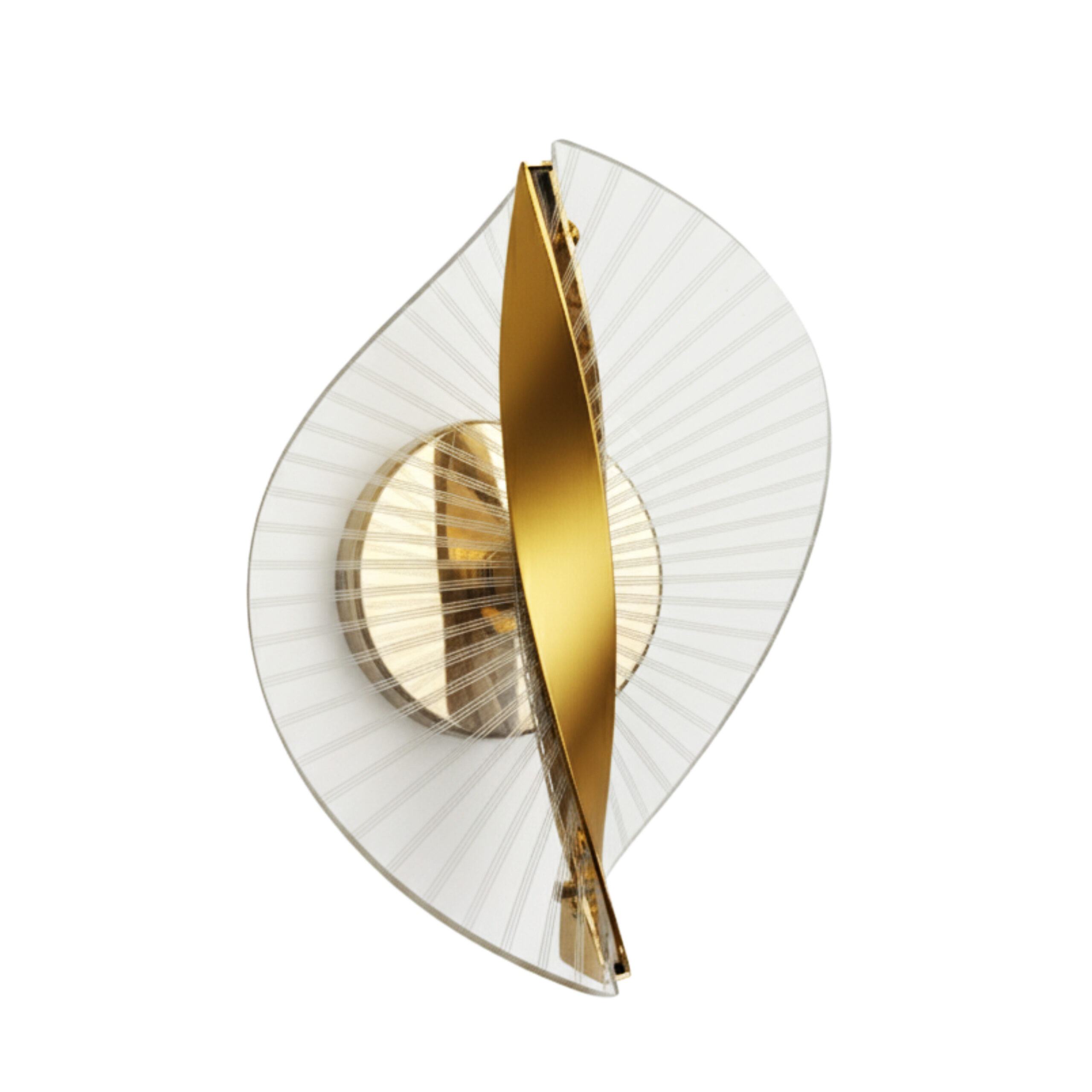 ALFRIDAY Modern Wall Sconce, Gold Metal & Clear Ribbed Glass, CCT Tunable 3‑Color, 7W Integrated LED