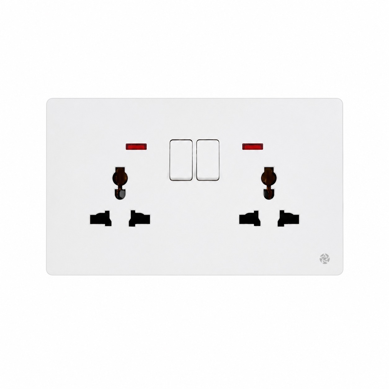 Alfriday 13A Universal Multi Double Socket with Neon Indicator – Dual Power Outlet for International Plugs - Black/White
