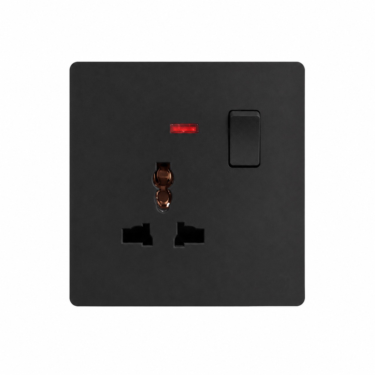 Alfriday 13A Universal Single Switched Socket with Neon Indicator (Black & White)