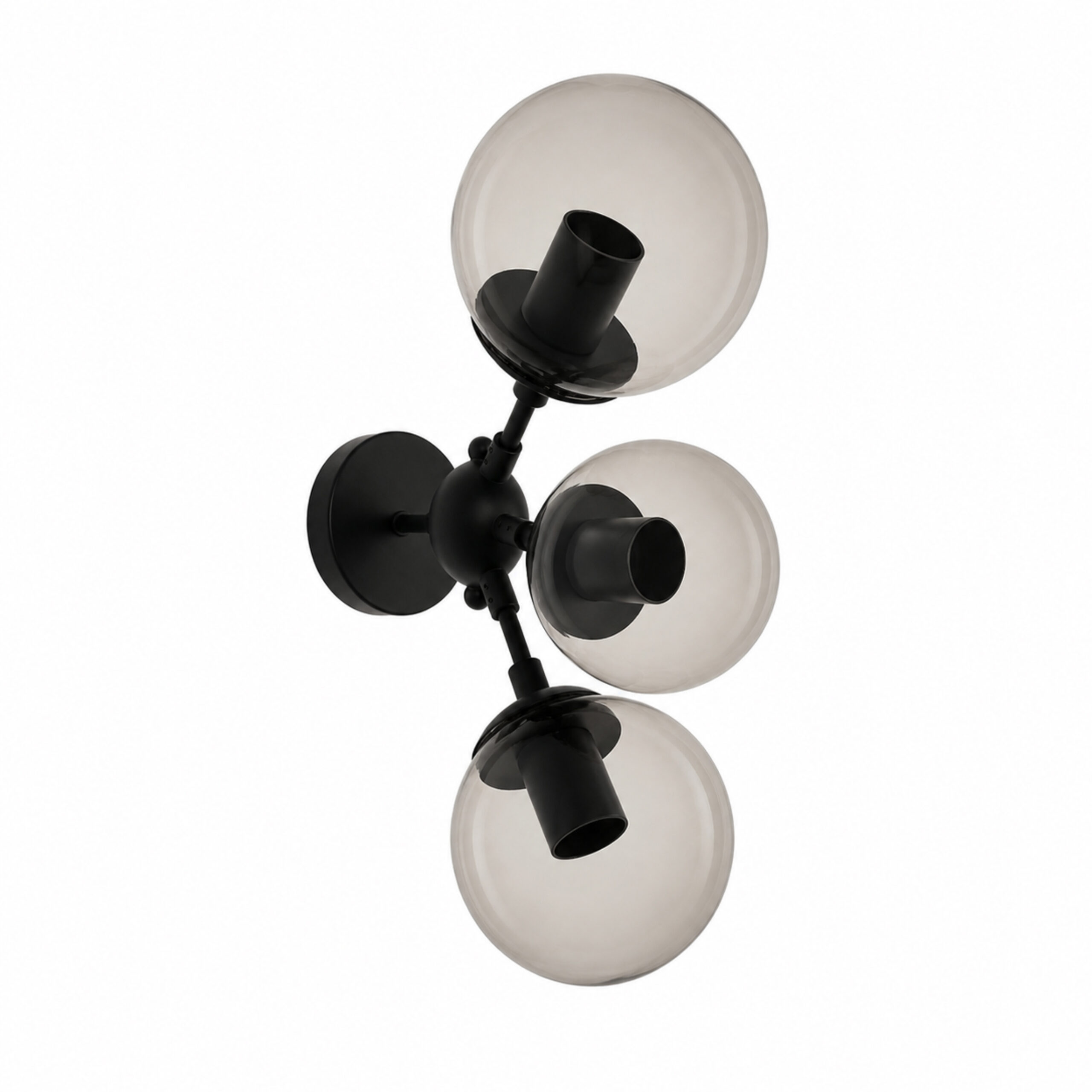 Alfriday Modern Glass Globe Wall Sconce, 3-Light Black Metal Mid Century Vanity Light, Industrial Indoor Wall Mount Light