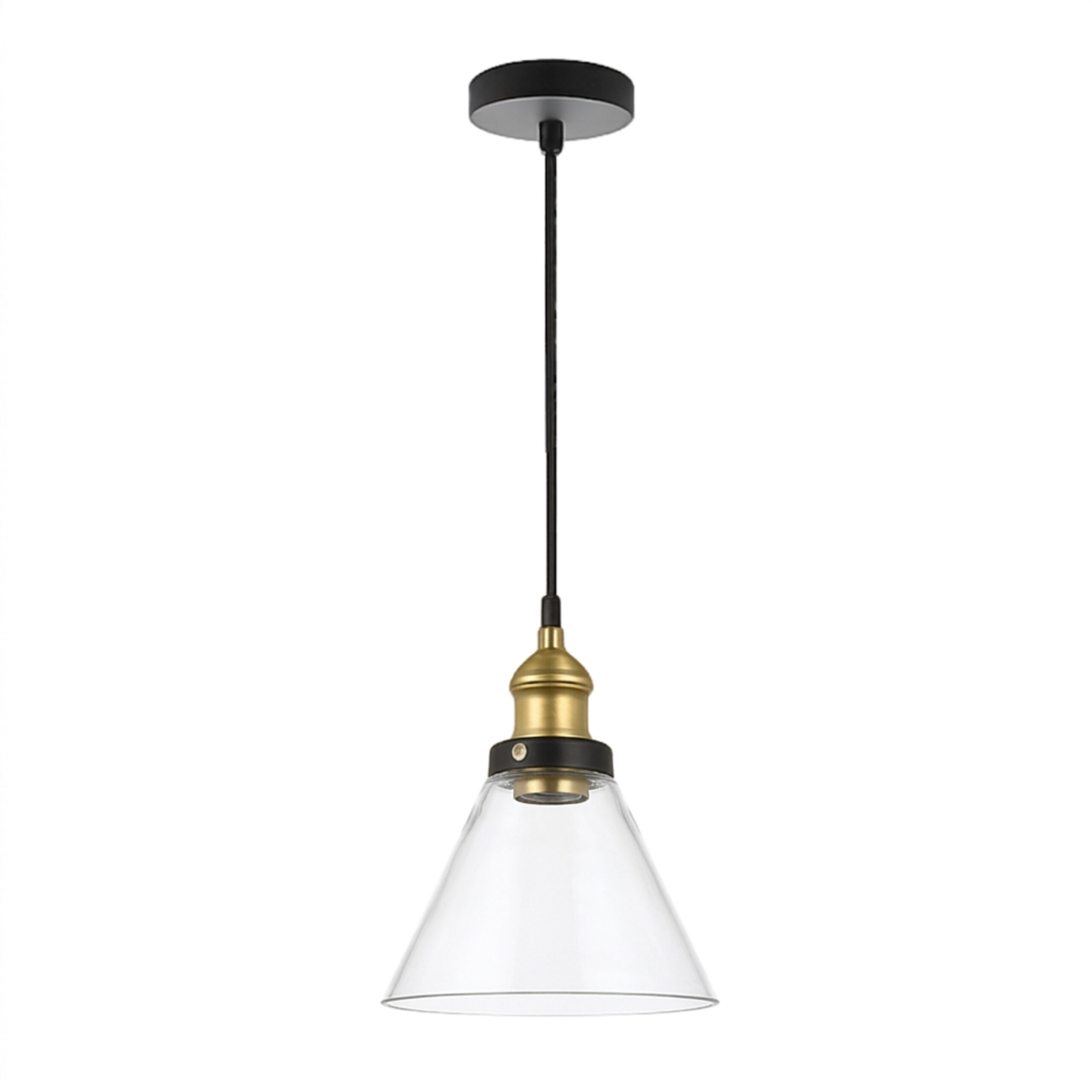 Alfriday Modern Industrial Glass Pendant Light – Adjustable 2M Hanging Ceiling Lamp with E27 Holder & Clear Shade