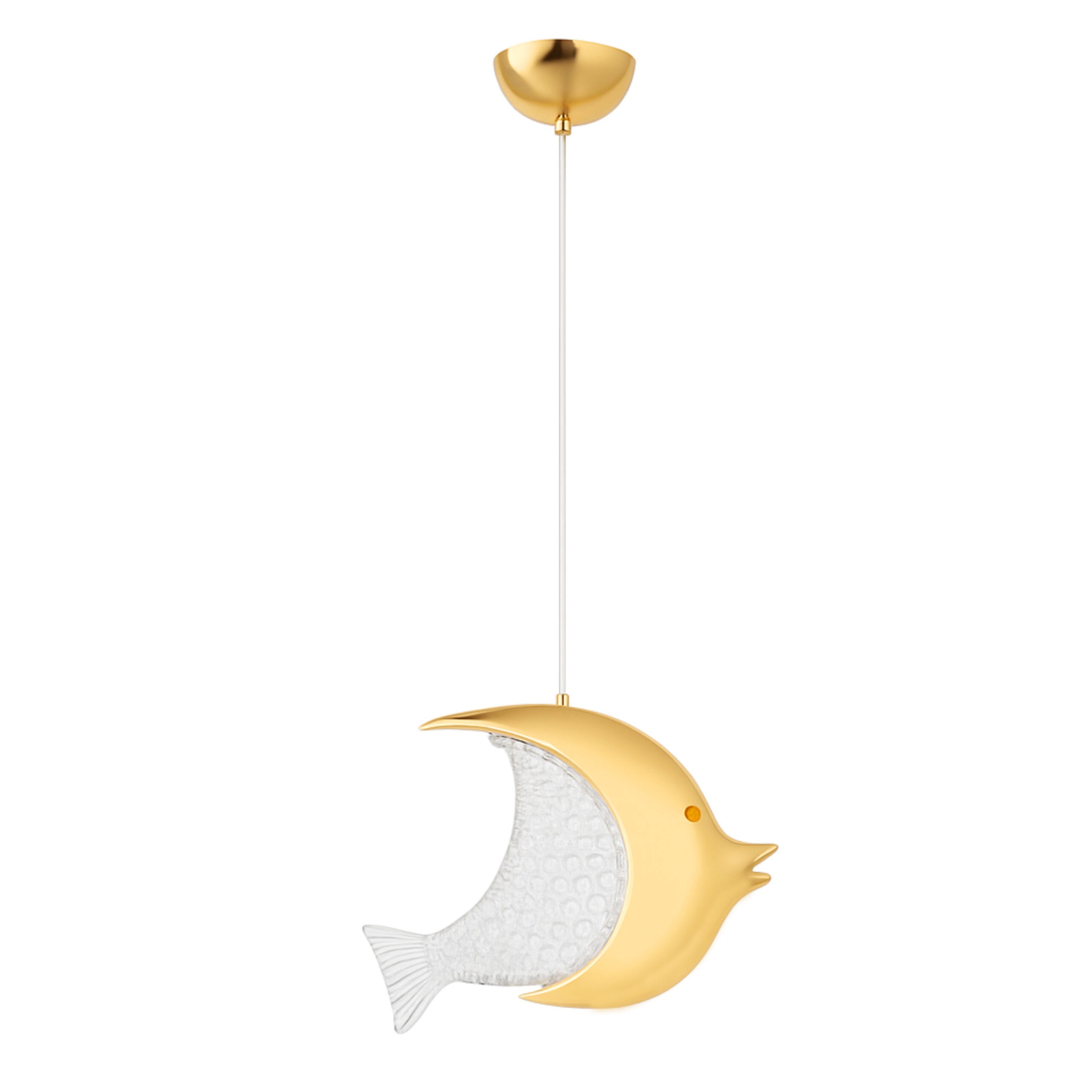 ALFRIDAY Moon Fish Pendant Light - 5W Integrated LED, Gold Finish, 2M Cord, Indoor Accent Light - ALF-YJ-A279