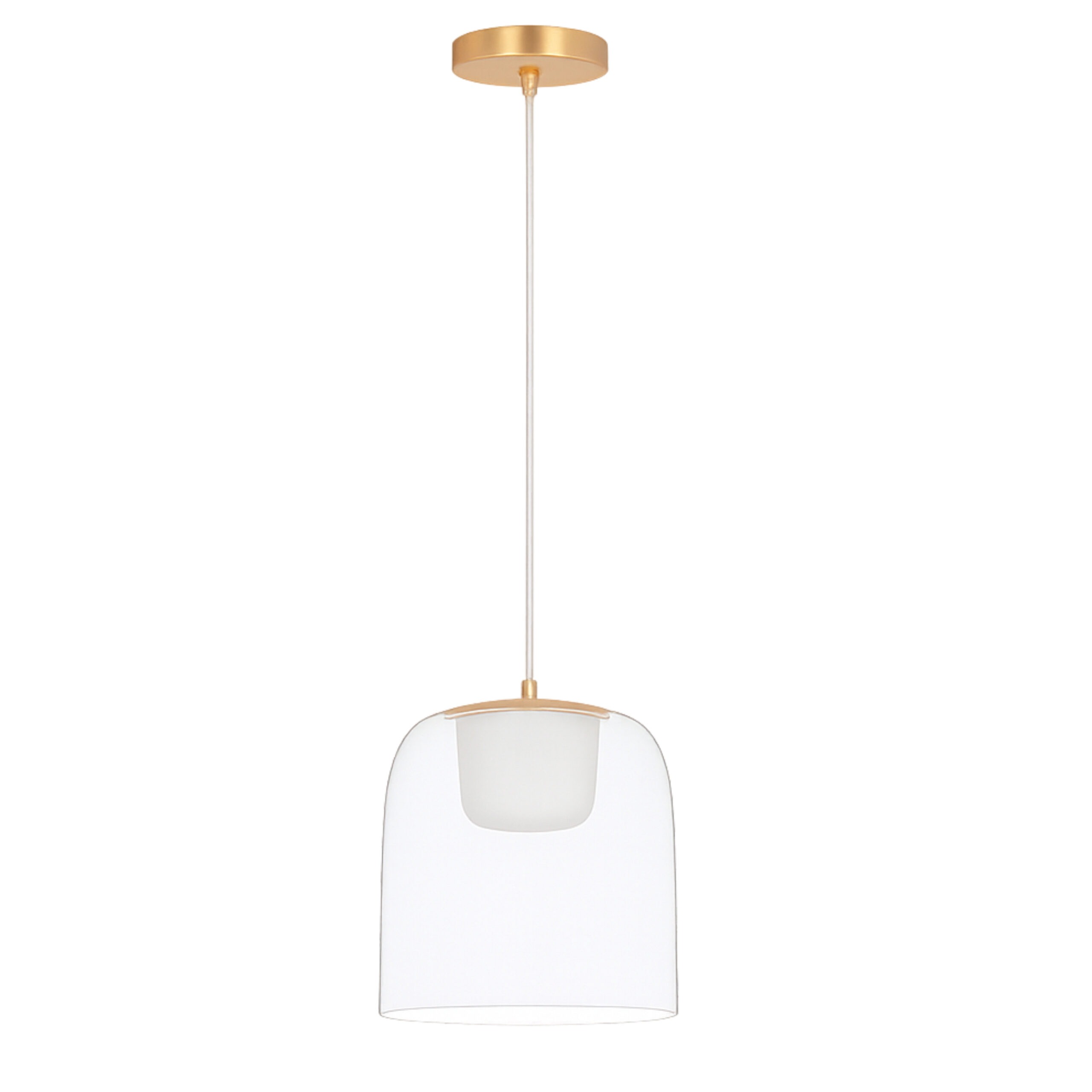 ALFRIDAY Modern LED Pendant Light with Clear Glass Dome Shade, 7W Energy Efficient Warm LED Hanging Light Fixture - ALF-ZY-G164160 QC