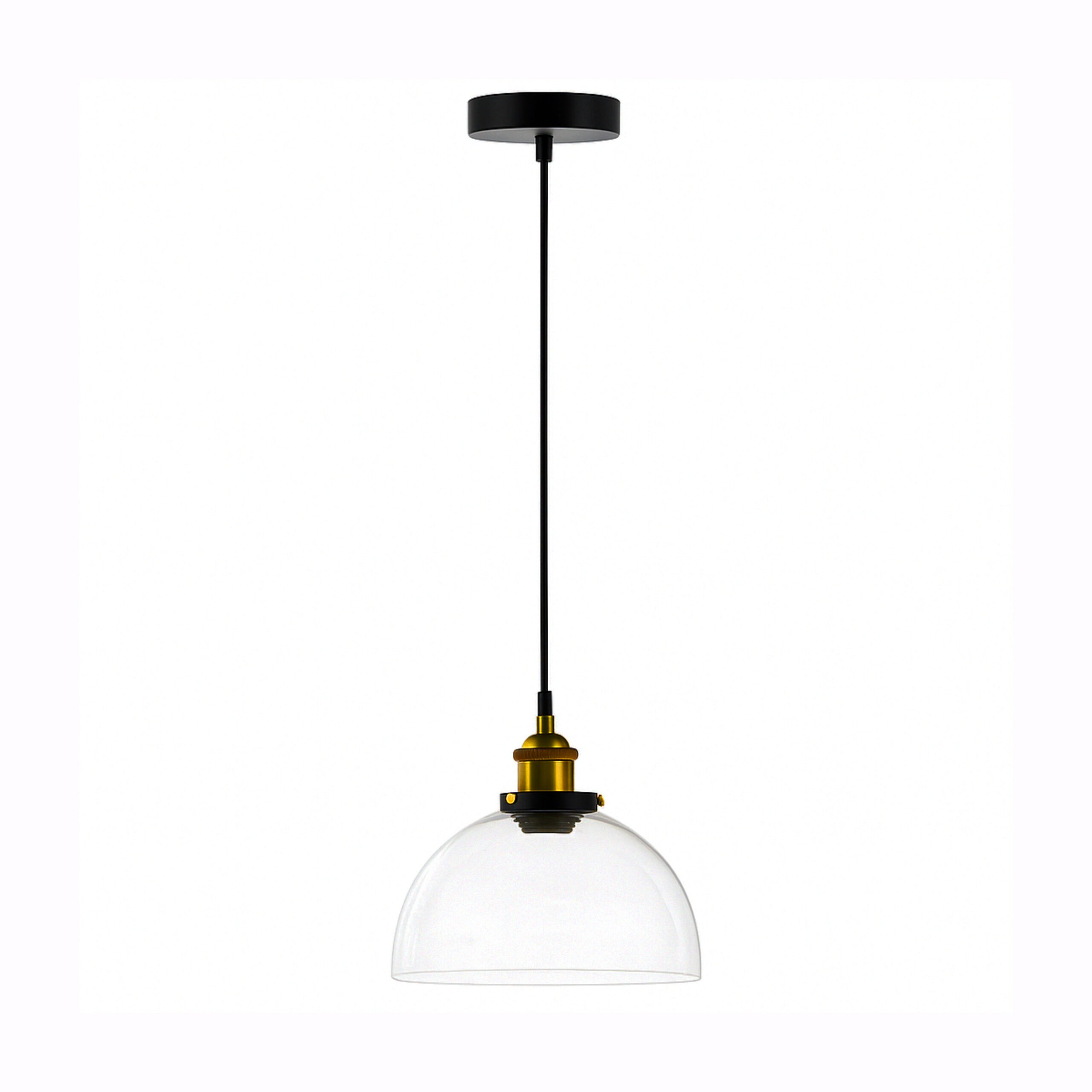 ALFRIDAY Modern Glass Pendant Light, 2M Adjustable Hanging Ceiling Lamp with Clear Dome Glass Shade - ALF-JQ-3-1-QC