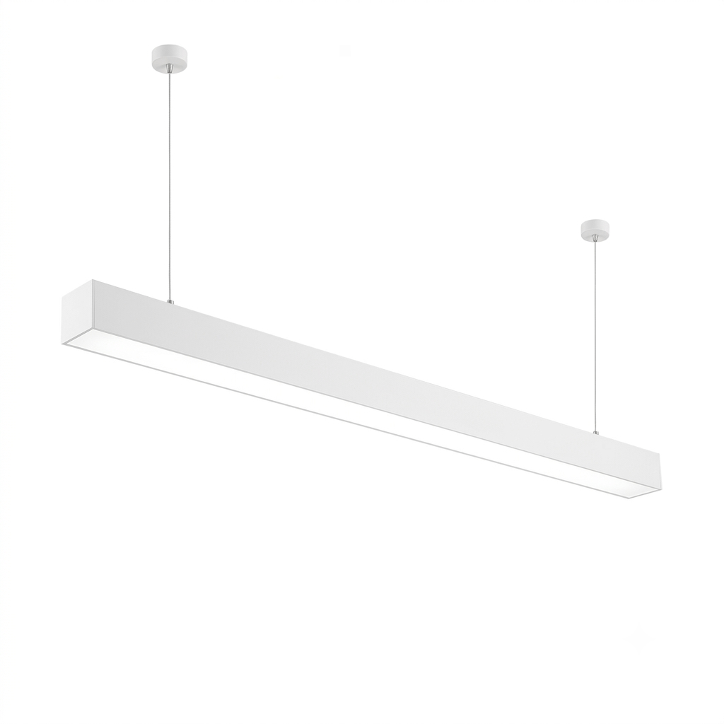 Modern LED Linear Pendant Light Fixture (1.2m), 40W 4000K Neutral White Ceiling Hanging Light Suspended Architectural Light for Office, Kitchen Island, Dining Room, Conference Room & Commercial Spaces - ALF-KNS-3370-40W-WH-WN-1.2M